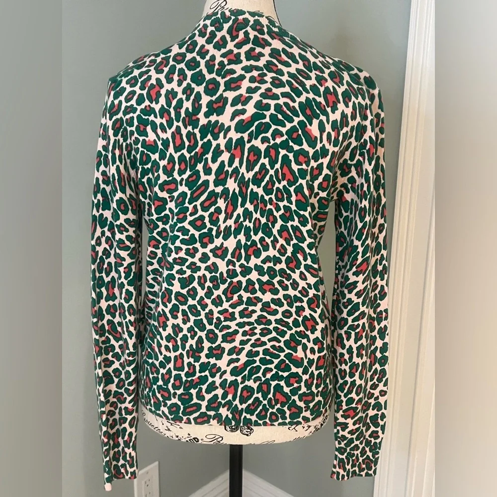NWT Brooks Brothers Green and Pink Leopard Print Cardigan | Size S - Picture 6 of 12